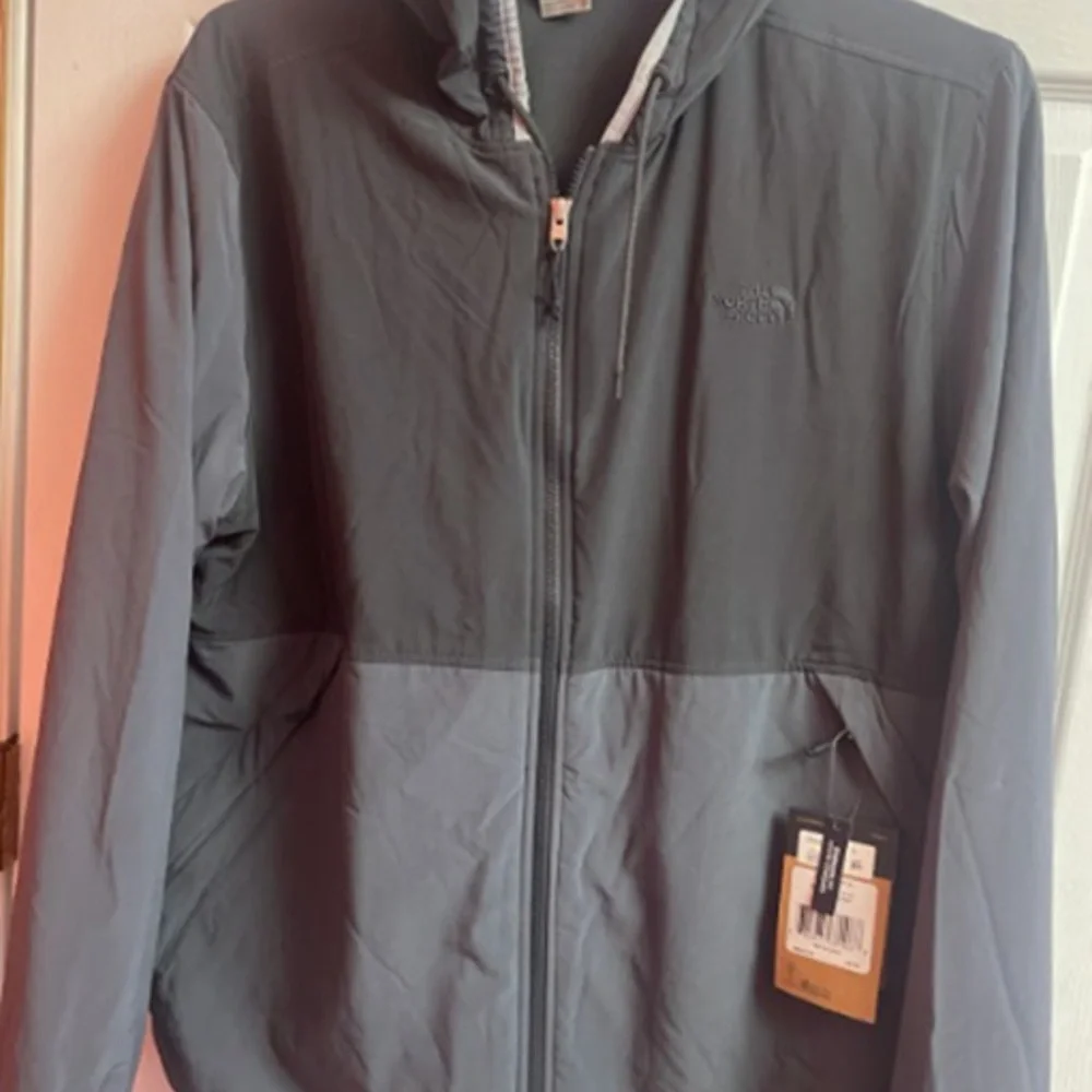 The North Face Men’s Two-Tone Hooded Lightweight Jacket — Dark Gray & Light Gray